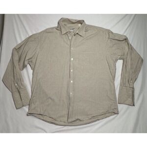 Giorgio Armani Le Collezioni Cream Check Cotton Men's Dress Shirt Size 17 34/35